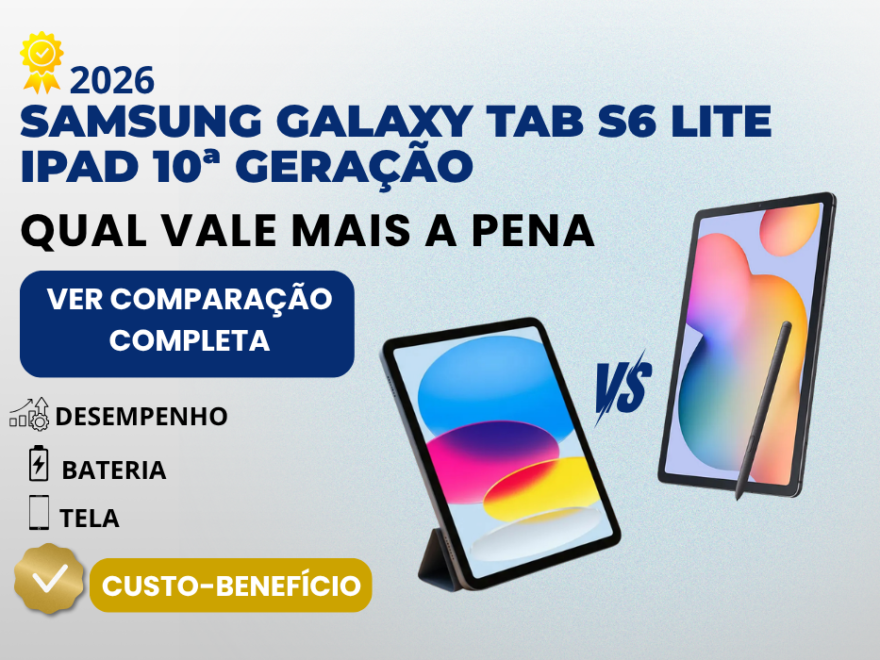 Samsung Galaxy Tab S6 Lite vs iPad 10ª geração comparação em 2026 custo-benefício e desempenho