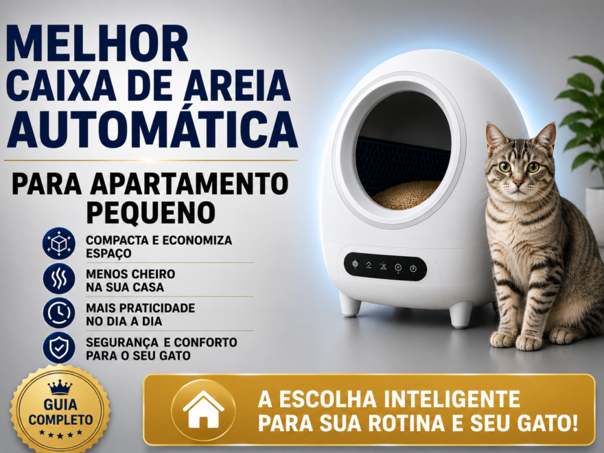 Melhor caixa de areia automática para apartamento pequeno com menos cheiro, mais praticidade e economia de espaço para gatos